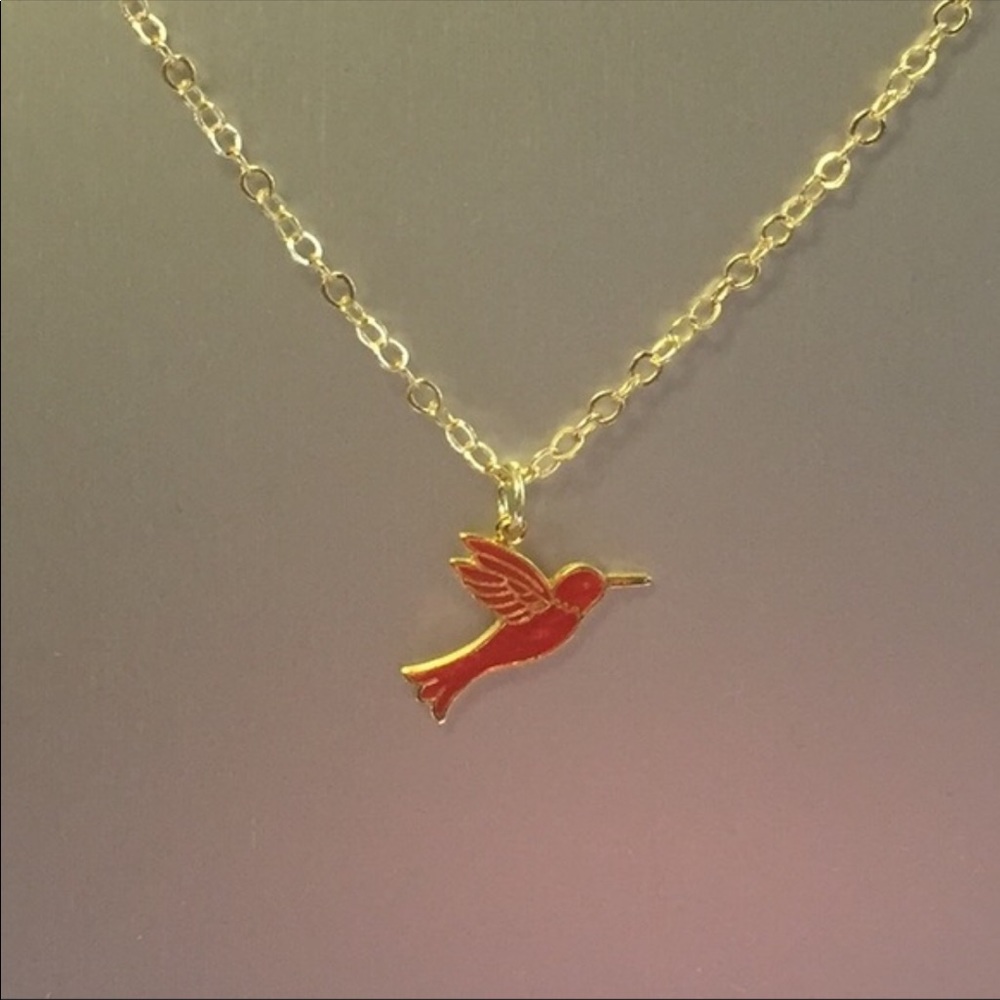 Enamel Hummingbird Charm Necklace